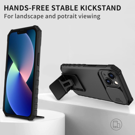 Husa Defender cu Stand pentru iPhone 11 Pro Max, Negru, Suport reglabil, Antisoc, Protectie glisanta pentru camera, Flippy