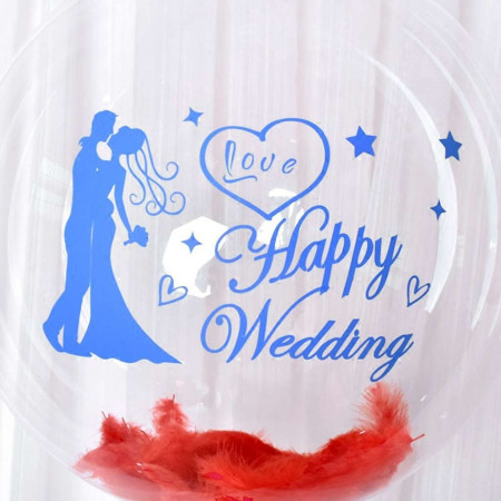 Sticker Autocolant, Flippy, Tematica Nunta, Model Scris Happy Wedding, 21x29 cm, Albastru