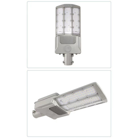 Lampa solara stradala Flippy, pentru curte sau strada, cu trei grile, finisaj mat, rezistent la apa, montare prin fixare, senzor lumina, baterie de litiu, IP65, lumina rece, putere 1000W, autonomie 10 ore, 55 x 23 x 9 cm, gri