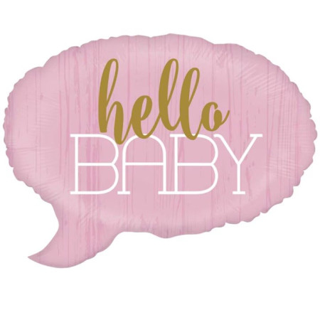 Balon din Folie Metalizata, Flippy, Figurina Norisor, Tema Hello Baby , 59x50 cm, Ambalaj Individual, Pai Inclus, Umflare cu Aer sau Heliu, Roz