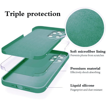 Husa de Protectie, Flippy, pentru Huawei P60 Pro, Liquid Silicone, cu Microfibra pe Interior, Protectie Antisoc, Compatibil Incarcare Wireless, Verde