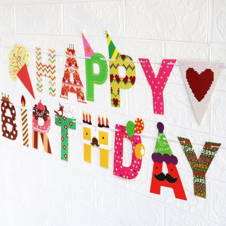 Banner Happy Birthday 100x200 cm, Flippy, Rola de Ata Inclusa, Tematica Candy, Multicolor