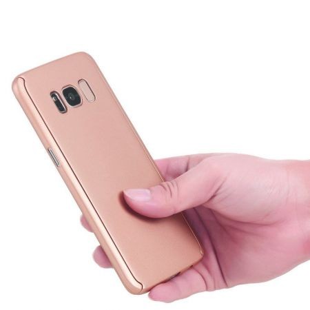 Husa Samsung Galaxy S8 Plus Full Cover 360 Roz Auriu + Folie de protectie