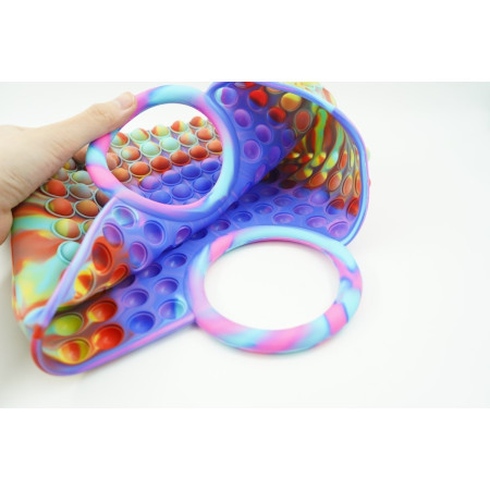 Jucarie Antistres din silicon Flippy, Pop It Now And Flip It, Geanta mare, 28 cm, Multicolor, V5