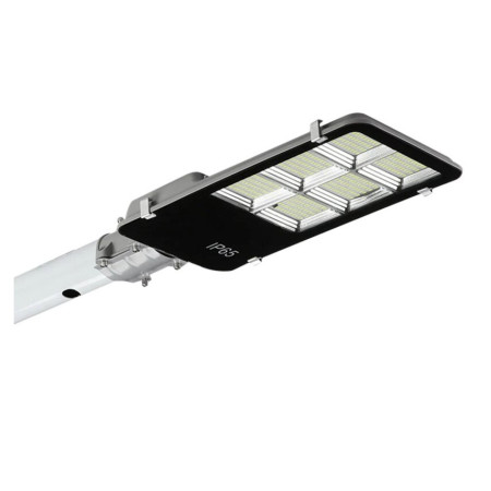 Lampa solara stradala Flippy, IP65, senzor de lumina, 100 LED-uri SMD, 7200 lm, panou 12W, putere 80W, autonomie 12-16 ore, telecomanda, montare prin fixare, pentru strada sau gradina, finisaj lucios, material ABS, 38.6 x 13.3 x 6.5 cm, lumina alb rece