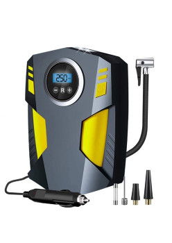 Compresor Auto Portabil cu Lanterna si Afisaj Electornic Flippy, DC 12V, 120W, 35L/min, Cablu de alimentare 3m, Pompa Biciclete, Moto, Mingi, Saltele, Max 10.3bar, lumina LED, Negru