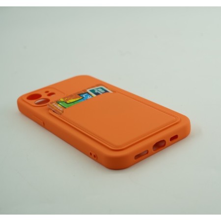 Husa protectie Flippy cu suport card compatibila cu Apple iPhone 12 Mini Portocaliu