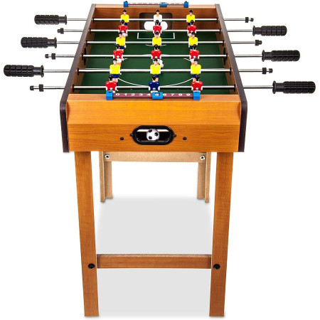 Masa de Fotbal cu Teren si 18 Jucatori Flippy, 6 Manere, cu Tablou pentru Scor, din Metal, Lemn si ABS, 69 x 36.5 x 61 cm, cu Picioare, pentru copii/adulti