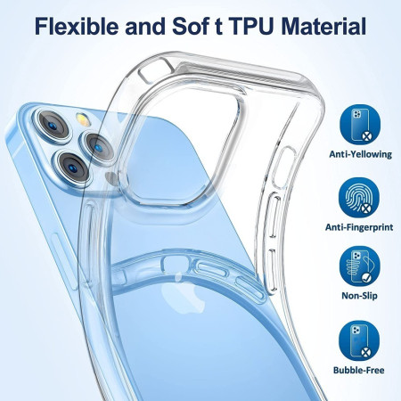 Husa TPU pentru iPhone 14 Pro, Flippy, Silicon, Protectie Antisoc, Transparenta