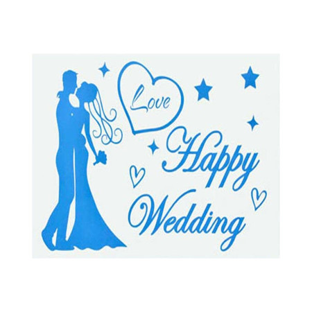 Sticker Autocolant, Flippy, Tematica Nunta, Model Scris Happy Wedding, 21x29 cm, Albastru