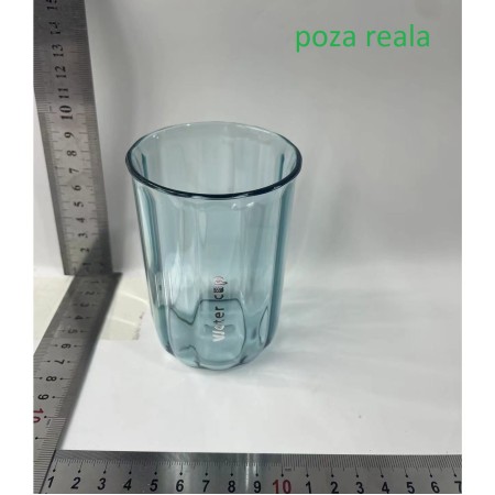 Cana de Apa pentru Clatit, Flippy, pentru Periuta de Dinti, 200 ml, 10.4 x 7.3 cm, Albastru Transparent