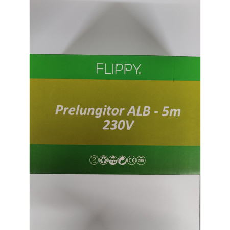 Prelungitor, Flippy, cauciuc, 220 volti, 5 metri, fir alb