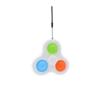 Jucarie senzoriala spinner Flippy- Fidget Toy, Simple Dimple, 7 cm, Alb/Multicolor