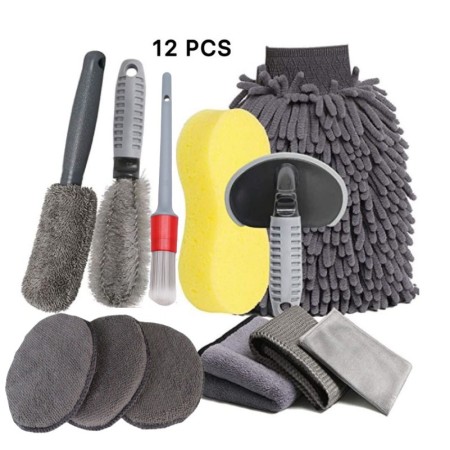 Set 12 Accesorii pentru Curatare Auto, Flippy, Interior si Exterior, Curatare Jante, Cauciucuri