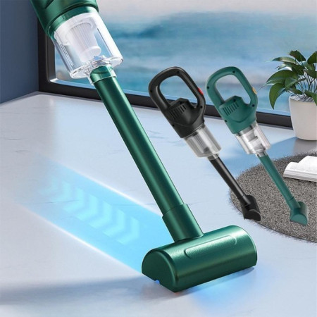 Aspirator Portabil fara Fir, Flippy, Incarcare USB, Pentru Casa si Masina, Autonomie 45 min, Verde