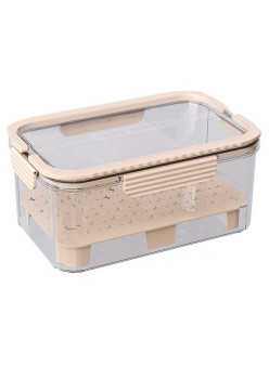 Cutie pentru Depozitare Alimente, Flippy, de Uz Casnic, 2 Compartimente, Zona pentru Gheata, Mentinere Fresh, cu Maner, Material PET, 23x15x10.8 cm, Bej