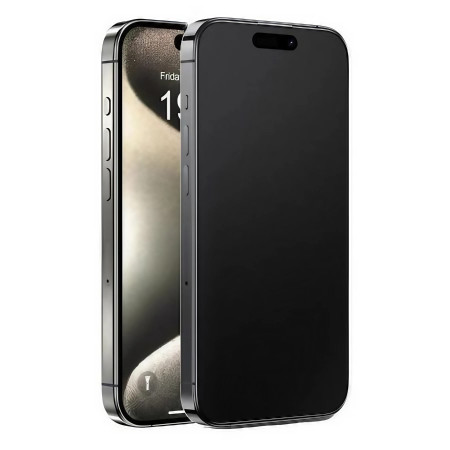 Folie de Protectie, Flippy, pentru iPhone 15, Full Cover, Matte Ceramics 9D, Anti-soc, Anti-amprenta, Margini Negre, Transparent