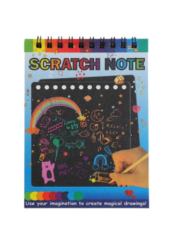 Caiet cu fise razuibile Flippy, DIY Magic Scratch, 12 File, Curcubeu, Creion din Lemn, Cartonase negre, 14 x 10 cm, albastru