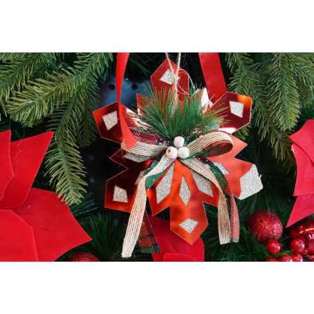 Ornament brad, Flippy, Fulg de nea, Rosu, Lucios, 15*15CM, Acril, Interior/ Exterior