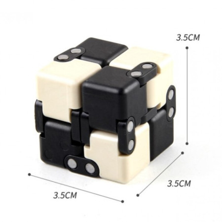 Cub antistres, Fidget Toy, Infinity Magic Cube, Alb-Negru, 4x4x4 cm