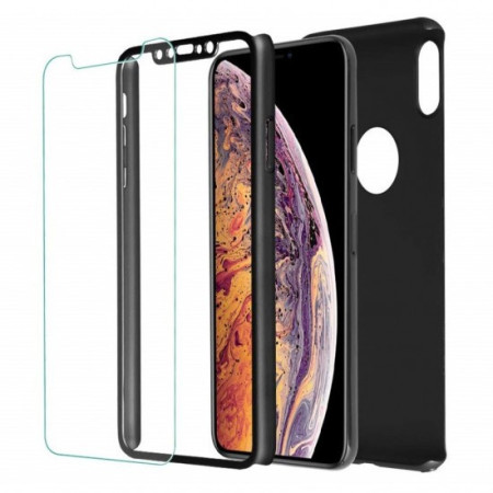 Husa Apple iPhone XS Max Full Cover 360 Negru + Folie de protectie