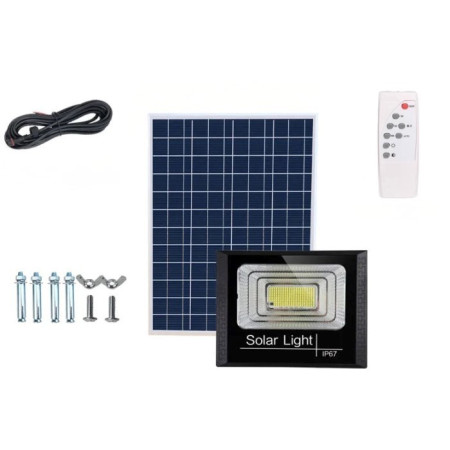 Lampă solară stradală, Flippy, 220 LED, 100 W, cu panou solar, brat de montare inclus