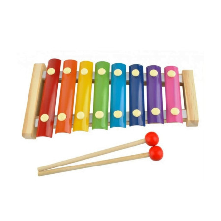 Instrument Muzical Xilofon Flippy, din Lemn, 8 Note Muzicale, 2 Bete de Percutie, 4-6 Ani, Multicolor