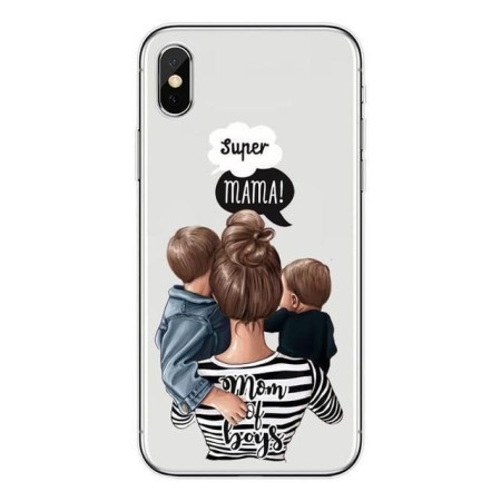 Husa protectie Flippy compatibila cu Apple iPhone 13 Glass print Super Mom Multicolor