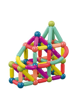 Set 36 piese magnetice de constructie, Flippy, Forme geometrice, Multicolor