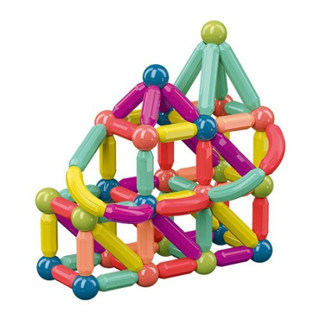 Set 36 piese magnetice de constructie, Flippy, Forme geometrice, Multicolor