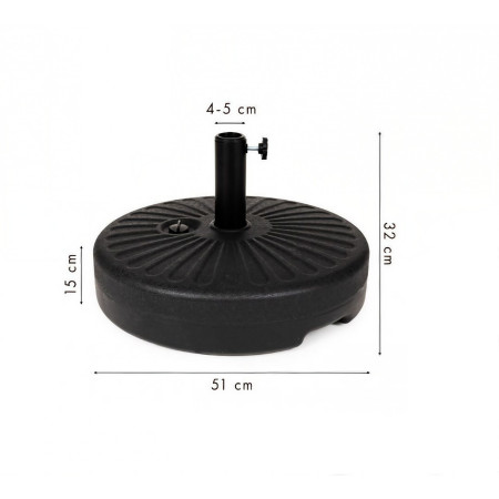 Baza umbrela din plastic Flippy, rotunda, 22 litri, neagra