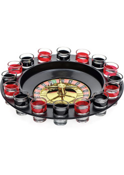 Joc de Baut Ruleta cu Pahare de Shot Flippy, 30 cm, Rosu/Negru