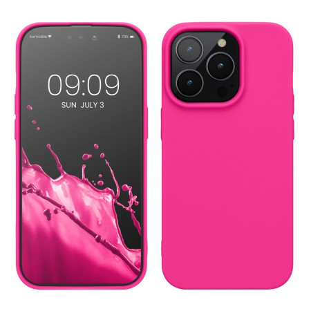 Husa pentru Apple iPhone 14 Flippy, Liquid Silicone, cu Microfibra pe interior, Protectie Antisoc, Roz-Fuchsia