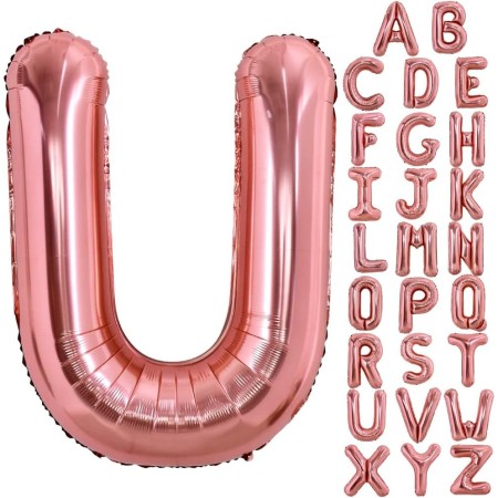 Balon Folie Metalizata Litera U, Flippy, 100 cm, Umflati cu Heliu sau Aer, Ambalaj Individual, Pai inclus, Rose Gold