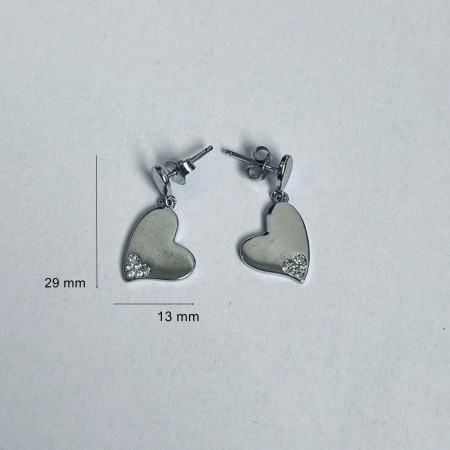 Cercei din Argint 925 Jolie Silver, Model Inimi cu Zirconii, 29 x 13 mm, 2.8 g