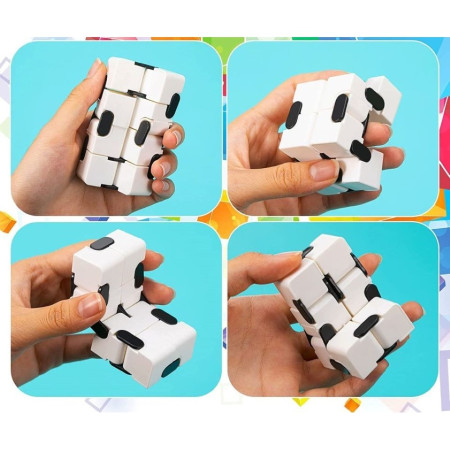 Cub antistres, Fidget Toy, Infinity Magic Cube, Alb, 4x4x4 cm