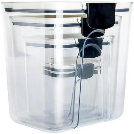 Set 4 Recipiente Depozitare Alimente,  Flippy, pentru Organizare Bucatarie, cu Inchidere Ermetica, Transparent, Plastic fara BPA, Compatibile cu Masina de Spalat Vase, Diferite Dimensiuni, 350 ml, 1300 ml, 2700 ml, 4600 ml