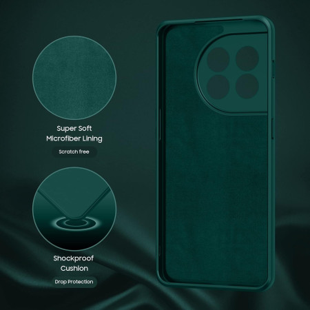 Husa de Protectie, Flippy, pentru OnePlus 11 5G, Liquid Silicone, cu Microfibra pe Interior, Protectie Antisoc, Compatibil Incarcare Wireless, Verde