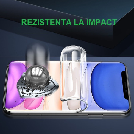 Folie de Protectie, Flippy, pentru iPhone 15, Flexible Hidrogel Ultra HD, Full Cover, Reparare Automata, Transparent