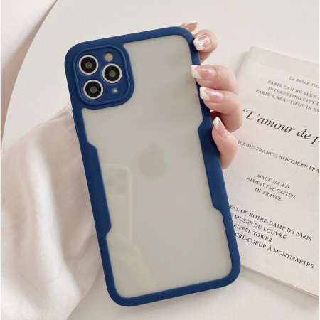 Husa Max Defence pentru iPhone 11 Pro, Bumper Albastru, Fata Dubla Transparenta, Protectie Antisoc Full 360 ( fata, spate, margini ), Flippy