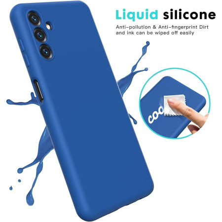 Husa de Protectie, Flippy, pentru Samsung Galaxy S23 FE, Liquid Silicone, cu Microfibra pe Interior, Protectie Antisoc, Compatibil Incarcare Wireless, Albastru