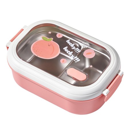 Insulated student lunch box canteen partition stainless steel lunch box lunch box - Specification: Pink