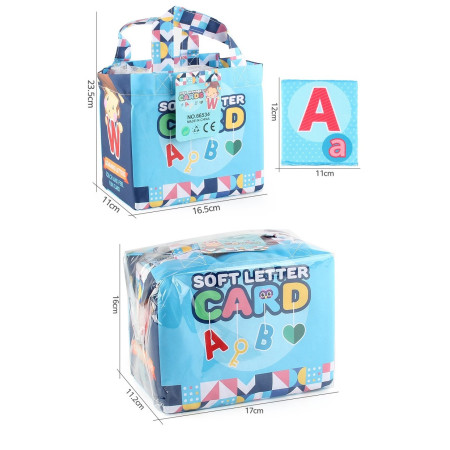 Set 26 Carduri din Panza cu Doua Fete, Flippy, Model Litere, Educational, Interactiv, Saculet Inclus, Multicolor