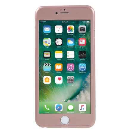 Husa Apple iPhone 6/6S Full Cover 360 Roz Auriu + Folie de protectie