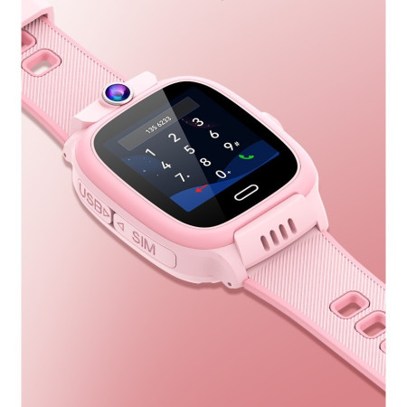 Ceas Smartwatch Flippy, Pentru Copii, Model Y36, cu Functie Telefon, 4G, Localizare LBS, Istoric Traseu, Monitorizare Spion, Apel Video, Rezistent la Apa, Roz