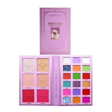 Paleta Farduri Flippy, Kevin&Coco, Tip Carte, 24 Culori, Iluminator si Blush Inclus, Dreptunghiulara, 210 g, 16.2 x 10.8 x 2.2 cm, Valabilitate 3 Ani, Multicolor