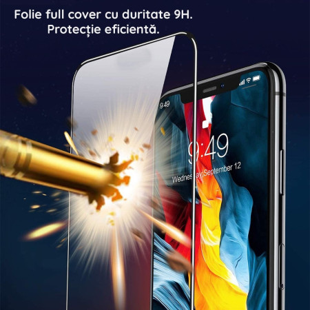 Folie Sticla Flippy pentru Samsung A34 5G, Transparenta HD, 9H, 111D, Margini negre