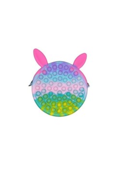 Jucarie antistres din silicon Flippy, Geanta Pop It, 16 cm, Iepuras, Macarons