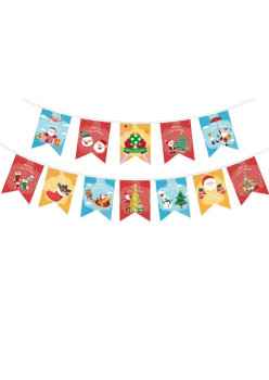 Decoratiune de Craciun, Flippy, Tip Banner, 12 Piese, pentru Usa sau Perete, Multicolor, Sfoara Inclusa, Model B