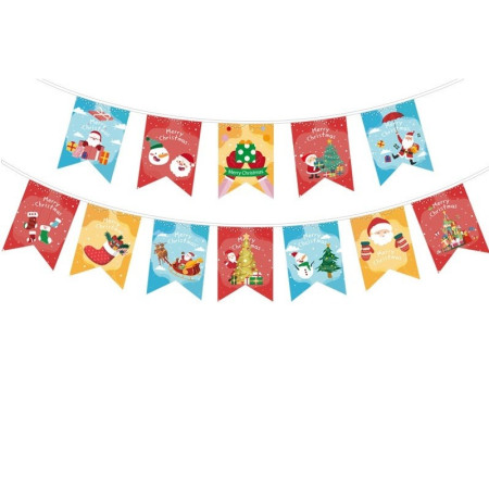 Decoratiune de Craciun, Flippy, Tip Banner, 12 Piese, pentru Usa sau Perete, Multicolor, Sfoara Inclusa, Model B